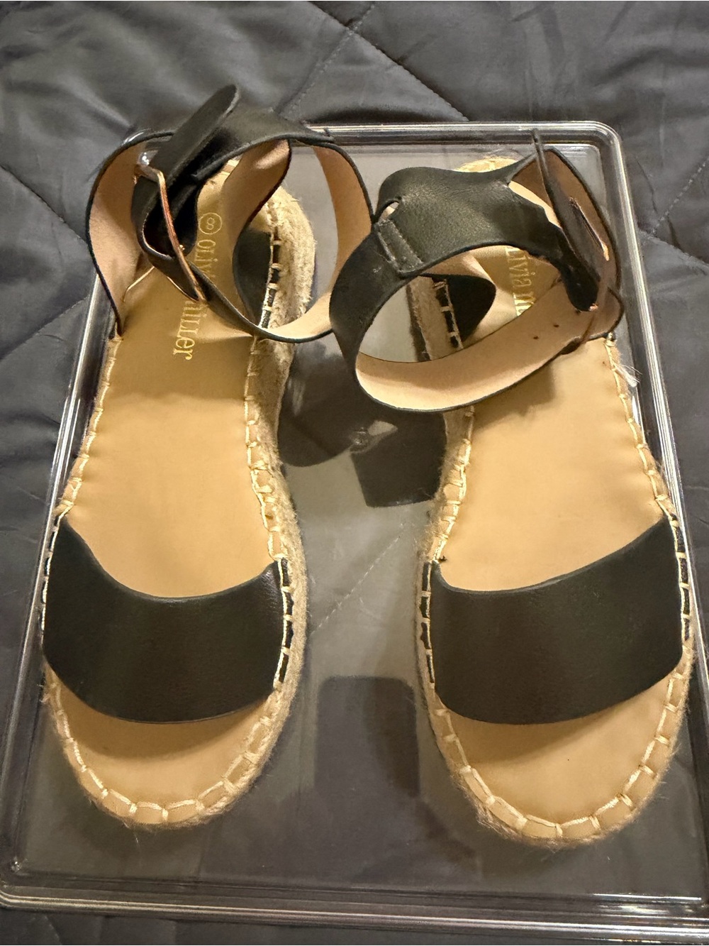Olivia Miller Black Espadrille Ankle-Strap Sandals